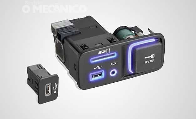 Entradas USB e auxiliares DDC