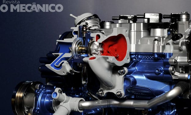 Detalhe do turbo do motor EcoBoost 1.0
