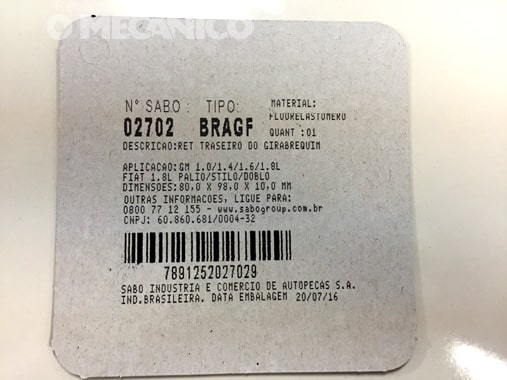 Nova identificação da embalagem dos retentores Sabó