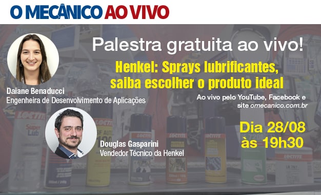 Não perca: O Mecânico Ao Vivo sobre sprays lubrificantes dia 28/08