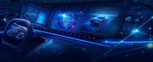 painel de carros exibindo telas ligadas