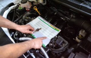 Mecânico checando itens do motor do carro
